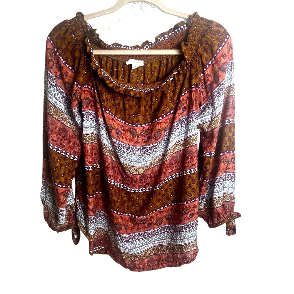 Beach Lunch Lounge Boho Off Shoulder Peasant Top Sz M Spring Travel Beach Summer